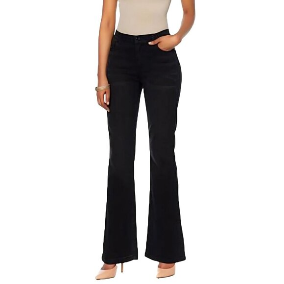 DG2 Diane Gilman Black Infinity Stretch Tri-fit Black Boot Cut Jeans Size 18W - Picture 1 of 7